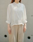 画像1: タックブラウスの材料キット（ペールグレー）型紙付 (1)