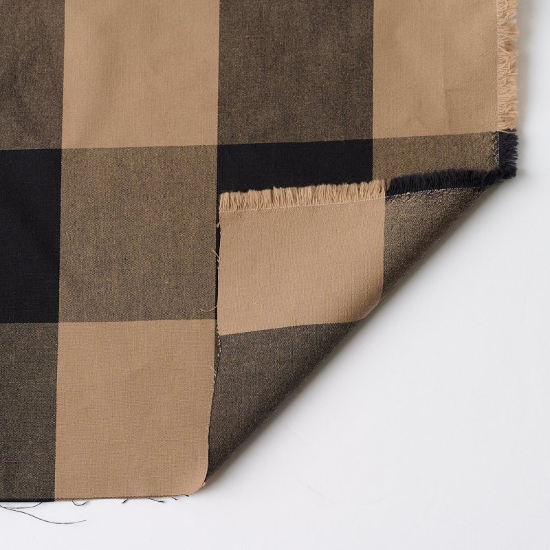 画像1: 【布帛】チェック柄ブロード（3ｍ）ベージュ (1)