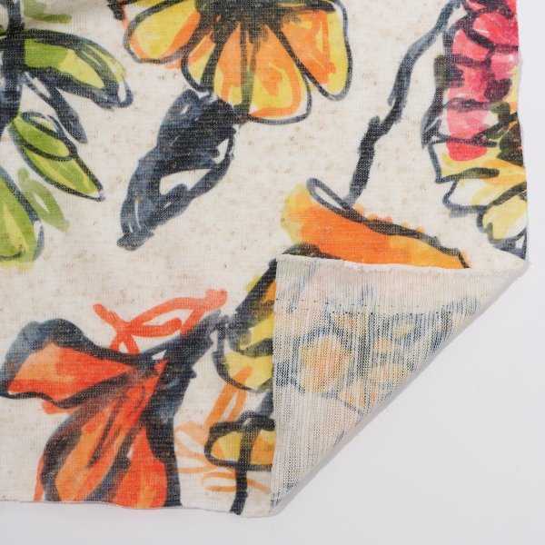 画像1: 【ニット地】ポリエステルプリントニット着分（1.5ｍ）花柄 (1)