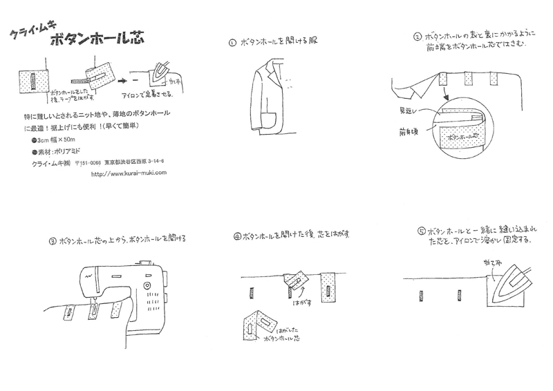 ボタンホール芯 クライ ムキネットショップ